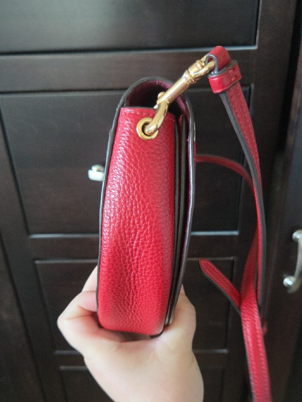 Coach Ellen Crossbody Bag with Diagonal Stripes - Red & Chalk White - Picture 6 of 16